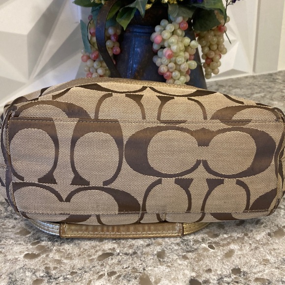 Coach Tan, Brown & Gold Sparkle Shoulder Bag - Picture 10 of 12
